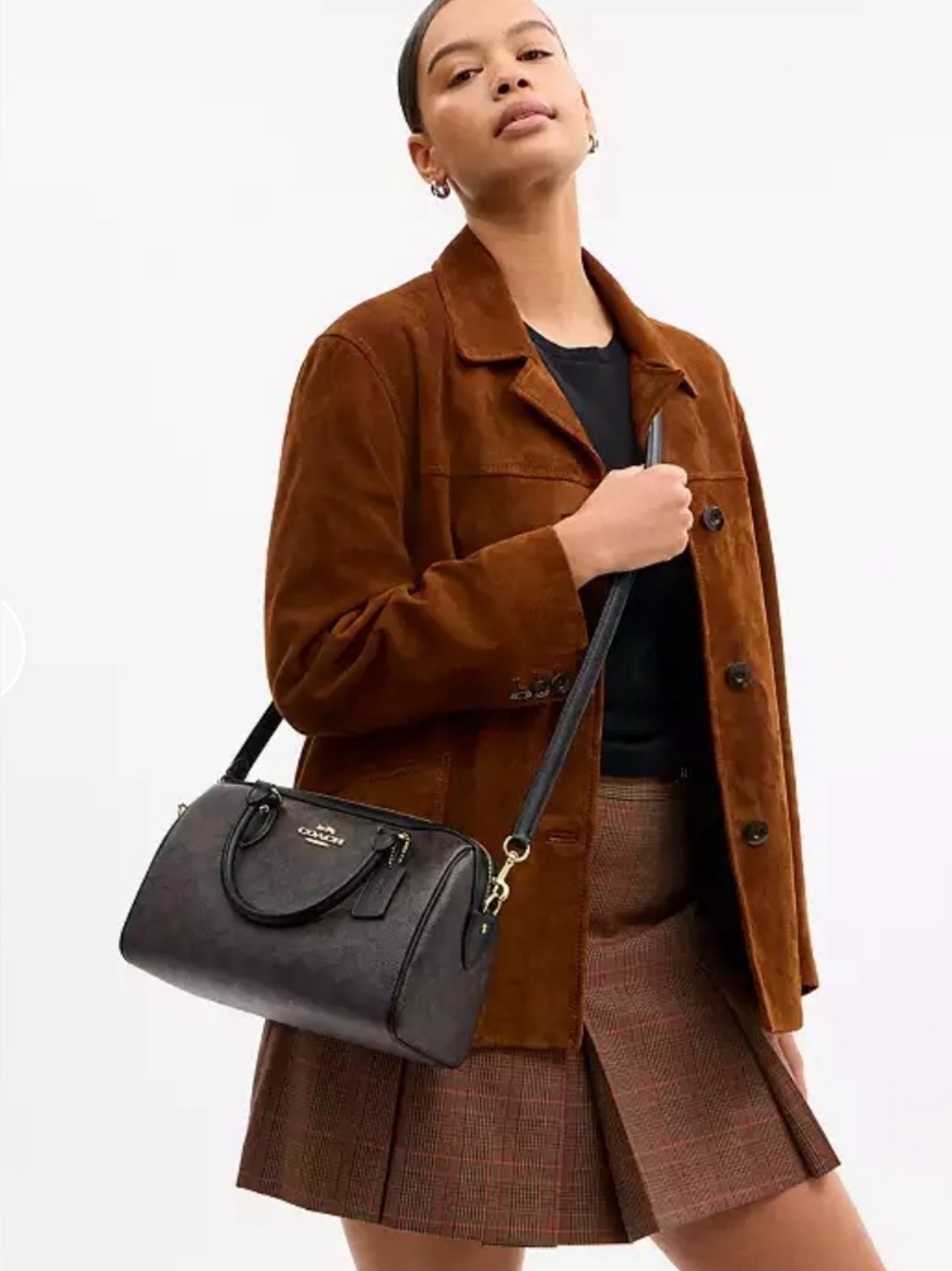 Coach Rowan Crossbody NWT Dark Brown Black Leather & Canvas w Gold Hardware NWT - Picture 14 of 16